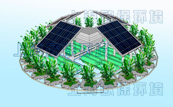 圆形太阳能曝气浮岛效果图